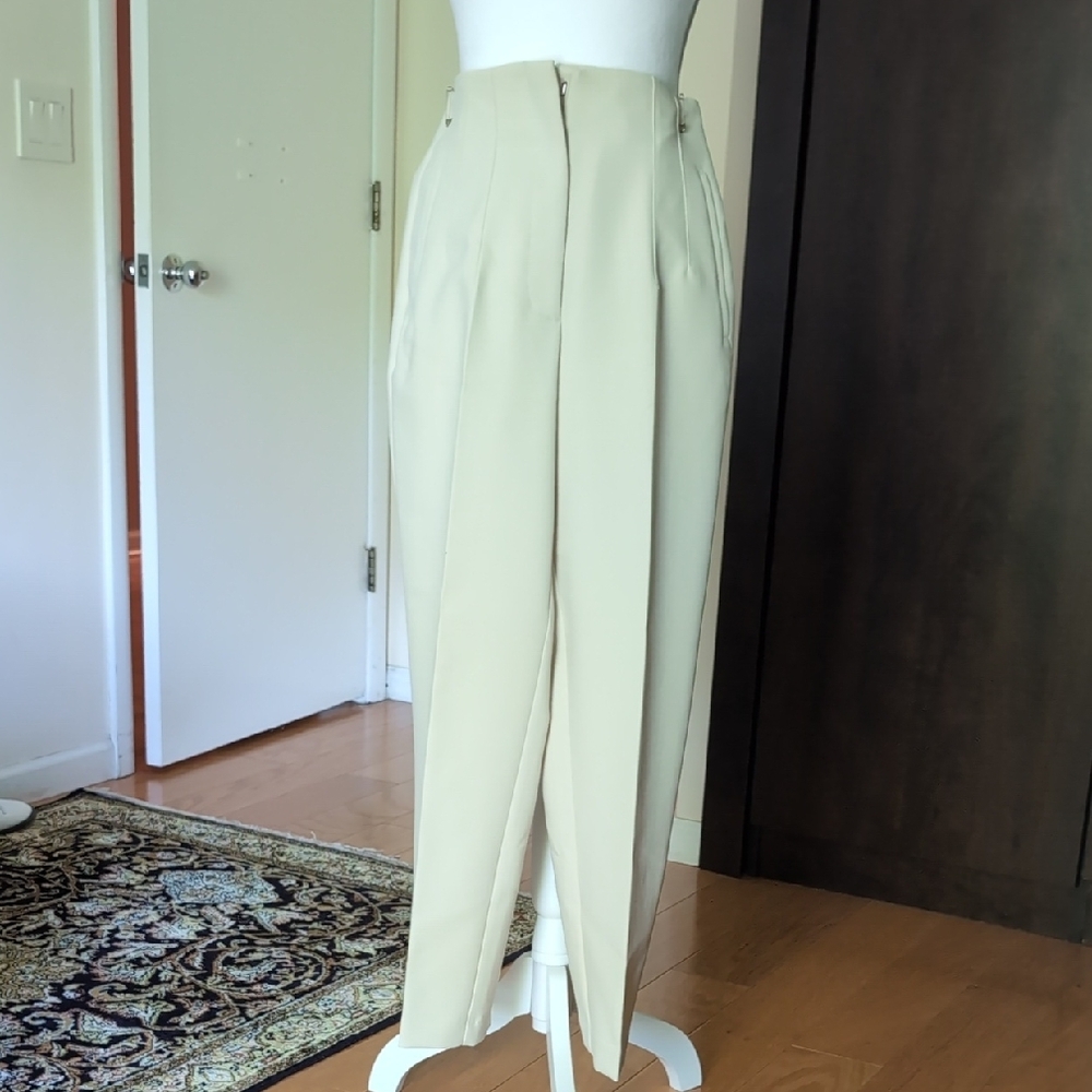 Zara Cream High-Waisted Trousers with Asymmetrical Design